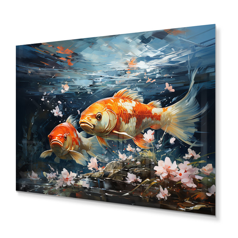 «China Art Glimpse Fish II», reproductions d'art mural en métal, H 12 po x l 20 po x P 1 po
