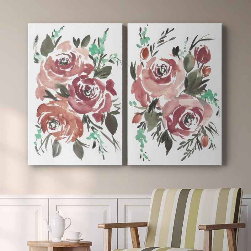 Jolies roses I - Toile tendue avec châssis de qualité supérieure - Prêt à être accroché, H 12 po x l 16 po