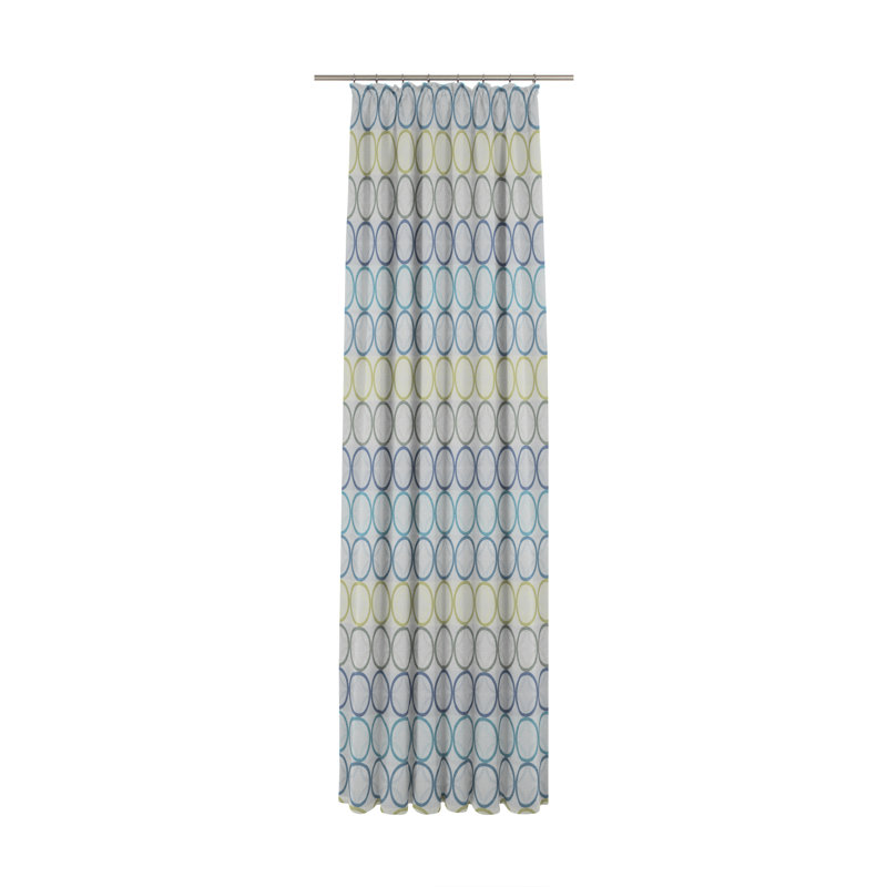 Deguzman Pencil Pleat Room Darkening Single Curtain, Blue, green and grey, 132cm Width x 225cm Drop