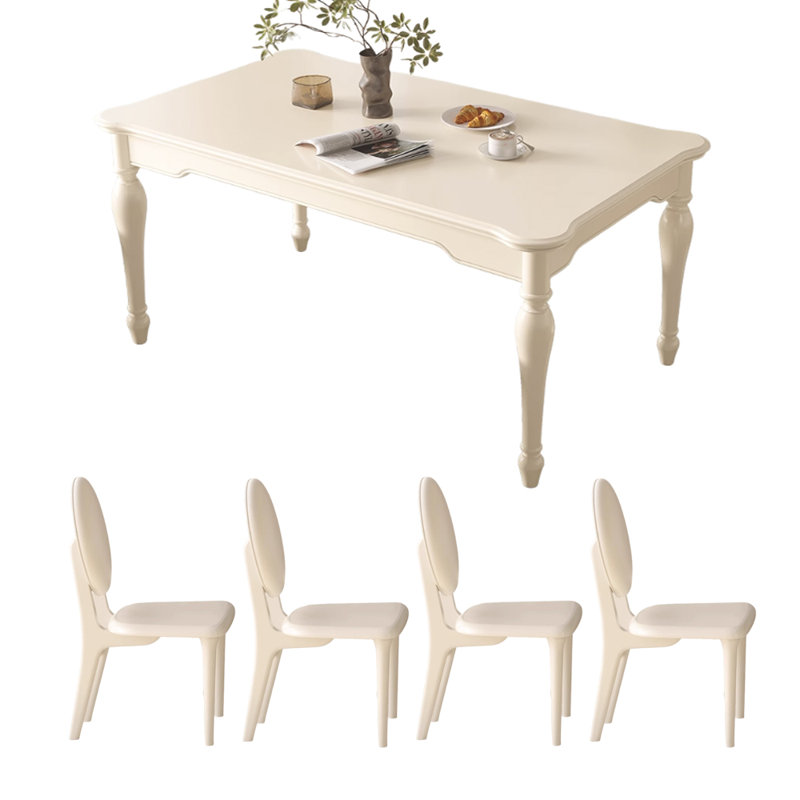 Table de salle à manger en bois de cerisier blanc crème, H 29,52 po x L 59,05 po x l 35,43 po