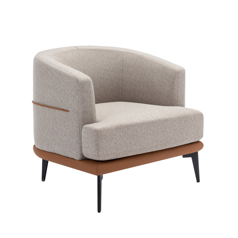 Jatori Upholstered Barrel Chair, Burnt Orange/Gray Linen