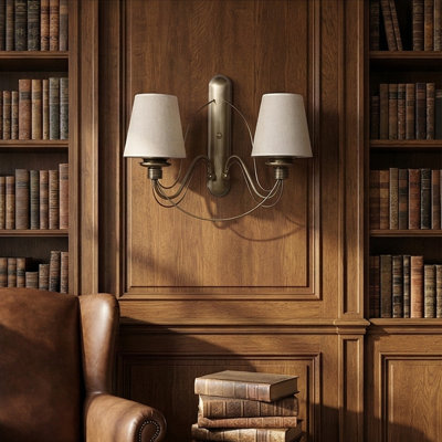 Elegant Curved Wall Sconce With Fabric Shades