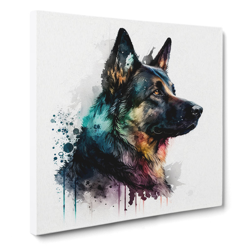German Shepherd Gestural Art - Wrapped Canvas, 35cm H x 35cm W x 3cm D