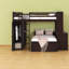 Lit mezzanine double compact avec armoire simple en bois et MDF pour maison moderne