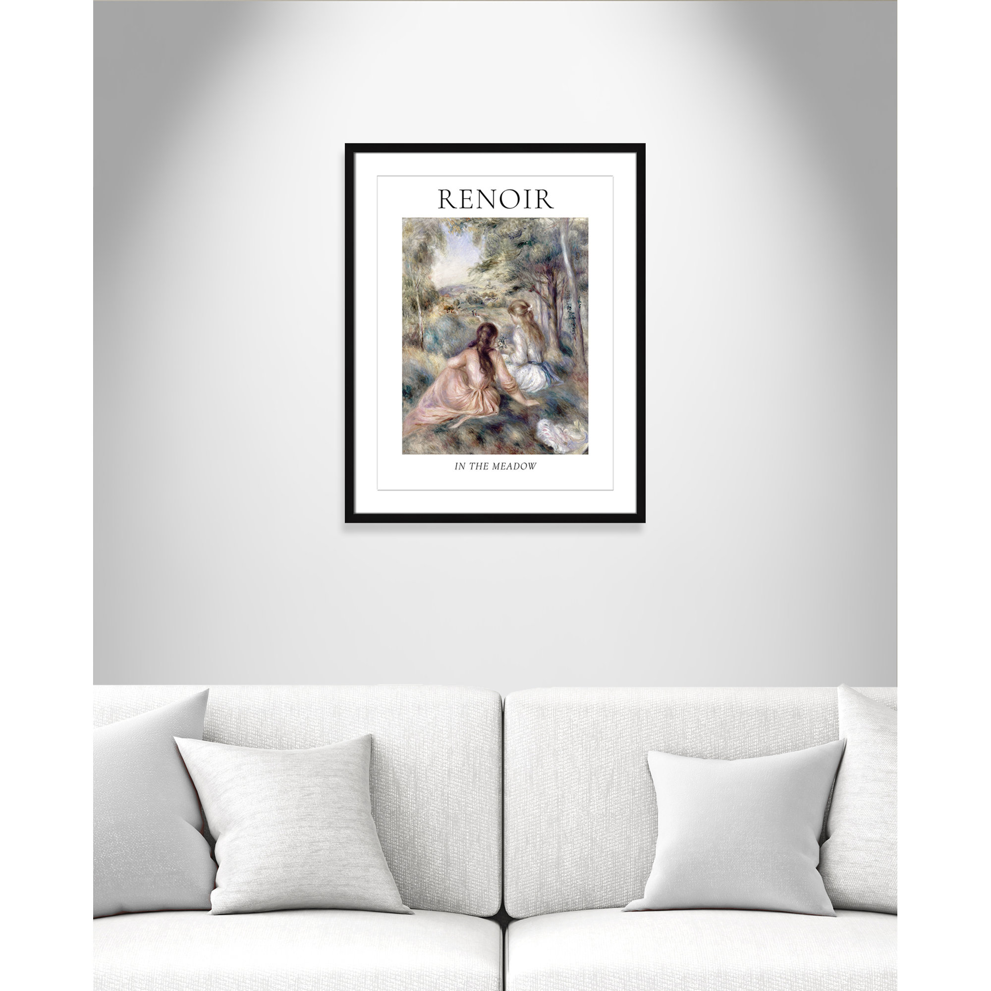 Old Masters Collection " In The Meadow " by Auguste Renoir, 29.5" H x 23.5" W x 1.25" D, Yes, Black Single Picture Frame