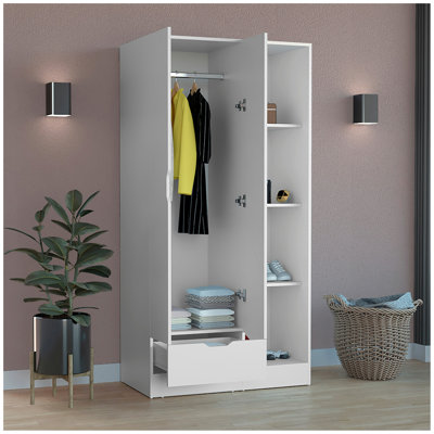 Armoire 71H "avec 1 tiroir et 4 tablettes ouvertes à 2 niveaux, 2 portes