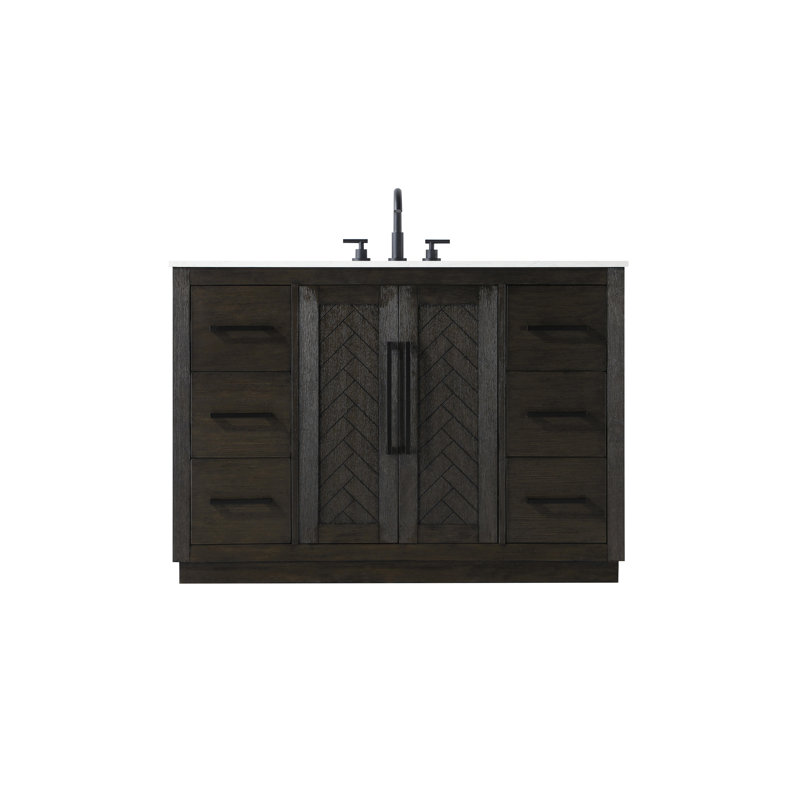 Meuble-lavabo simple 48 po, Chêne chocolat