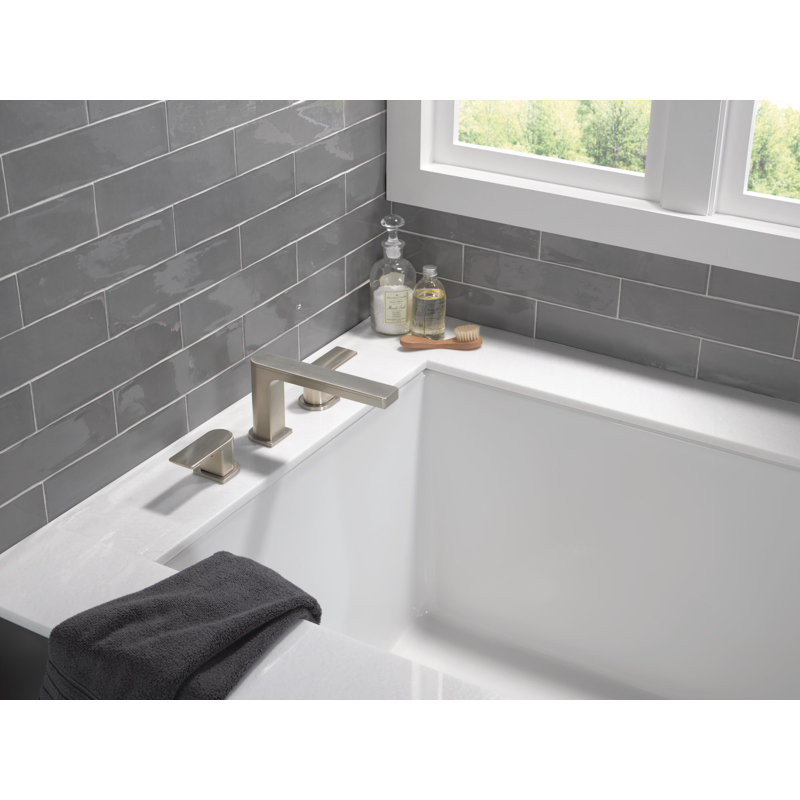 Double Handle Deck Mounted Roman Tub Faucet, Brushed Nickel