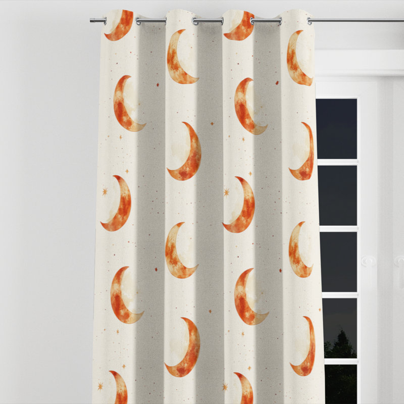 Starburst Curtains - Modern Terracotta Moon Grommet Curtain - 1 Panel, 52" W x 120" L, Silver Grommets