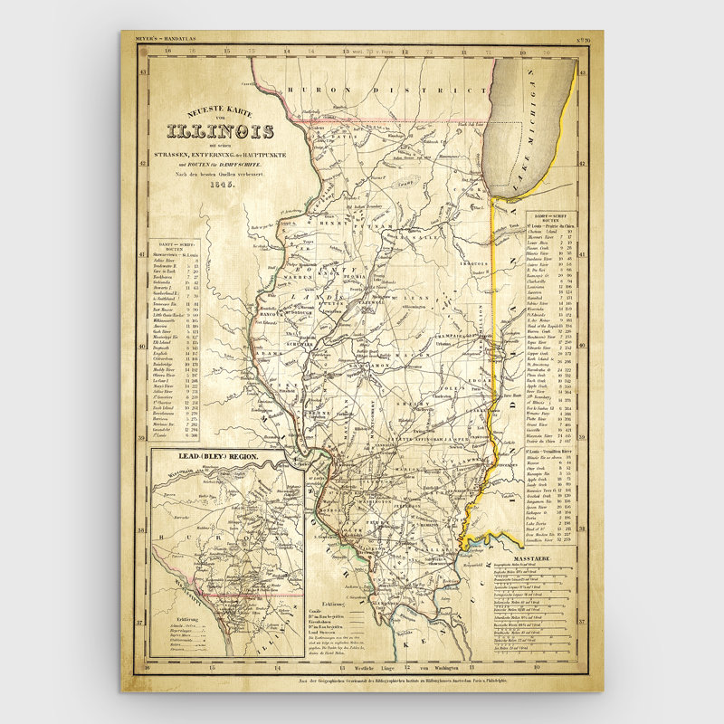 « illinois sketch map ii », reproduction d’impression sur toile tendue, H 36 po x l 48 po x P 1,5 po