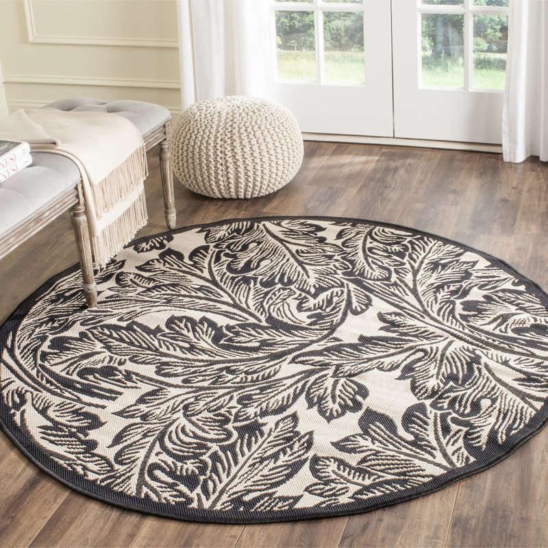 Tapis d'intérieur / extérieur floral Clapperton Performance, Rond 5 pi 3 po