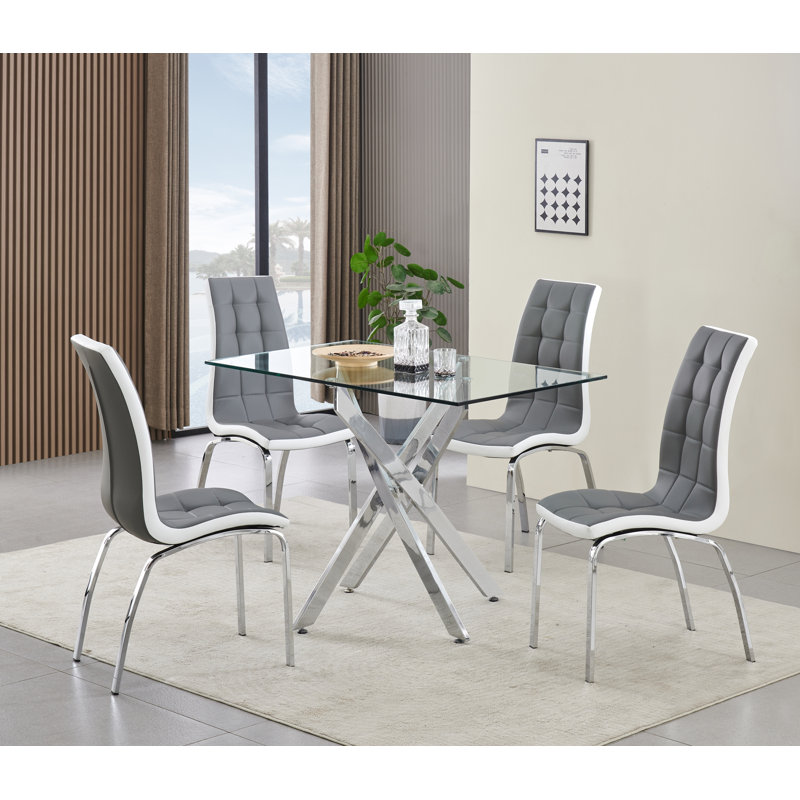 Rexel Dining Table + 4 Vienna Chairs , Grey