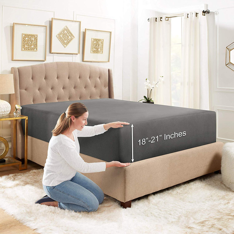 Microfiber Fitted Sheet, California King, Gray