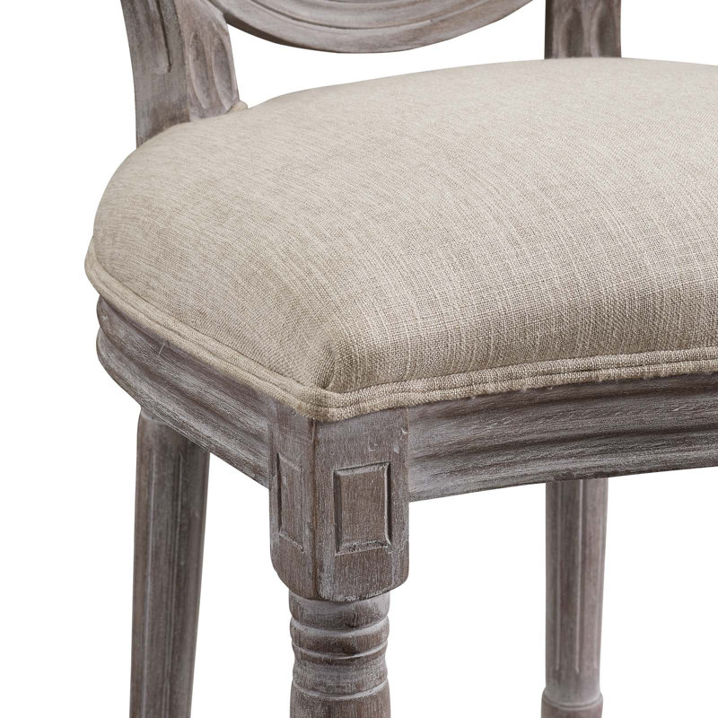 Modway Arise Vintage French Upholstered Fabric Dining Side Chair, Beige Polyester Blend, 4