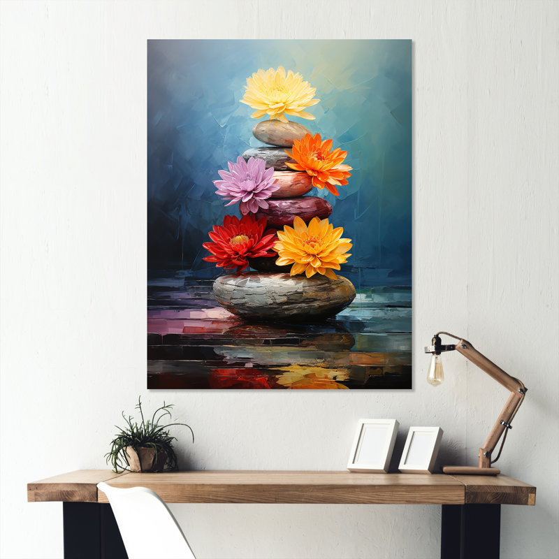 Spiritual Zen Balance Stone 2 - Spiritual Stone Metal Wall Art, 40" H x 30" W x 1.5" D