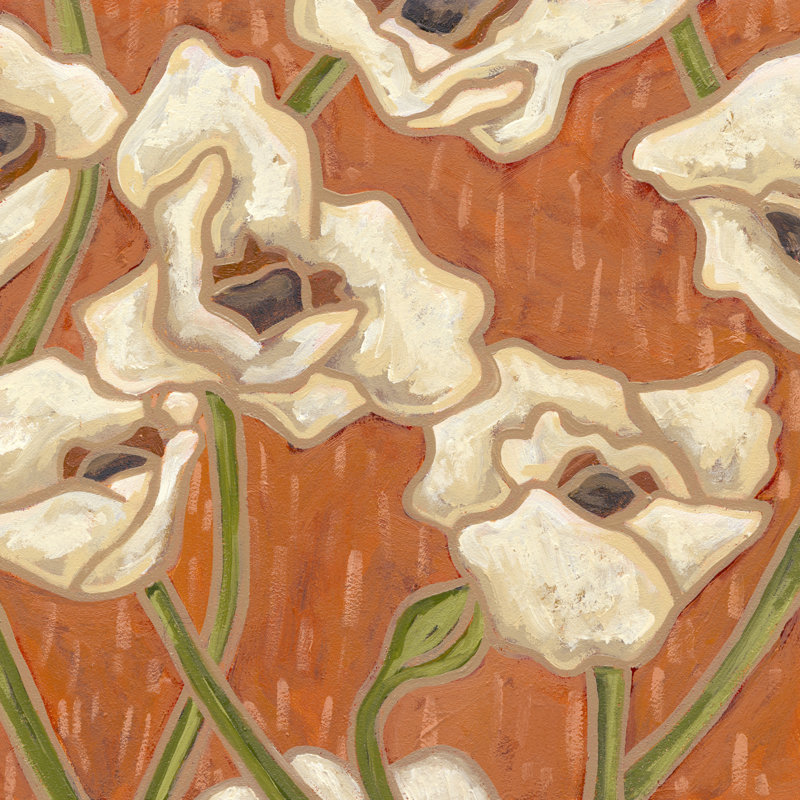 Persimmon Floral I by Karen Deans - Wrapped Canvas Painting, 122cm H x 122cm W