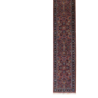 Tapis rouge / bleu marine 2 pi 6 po x 13 pi 10 po Kashan One-of-a-Kind