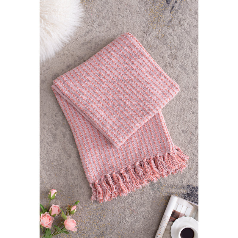 Jeté 50x60 "en coton rose avec pampilles, paquet de 2, Rose