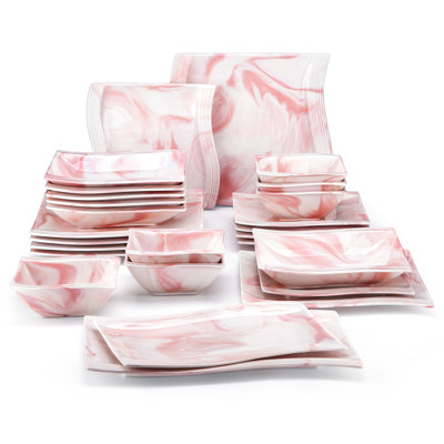 26 Piece Porcelain China Dinnerware Set - Service for 6