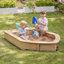 Kids Boat Sandpit with Seating and Cover