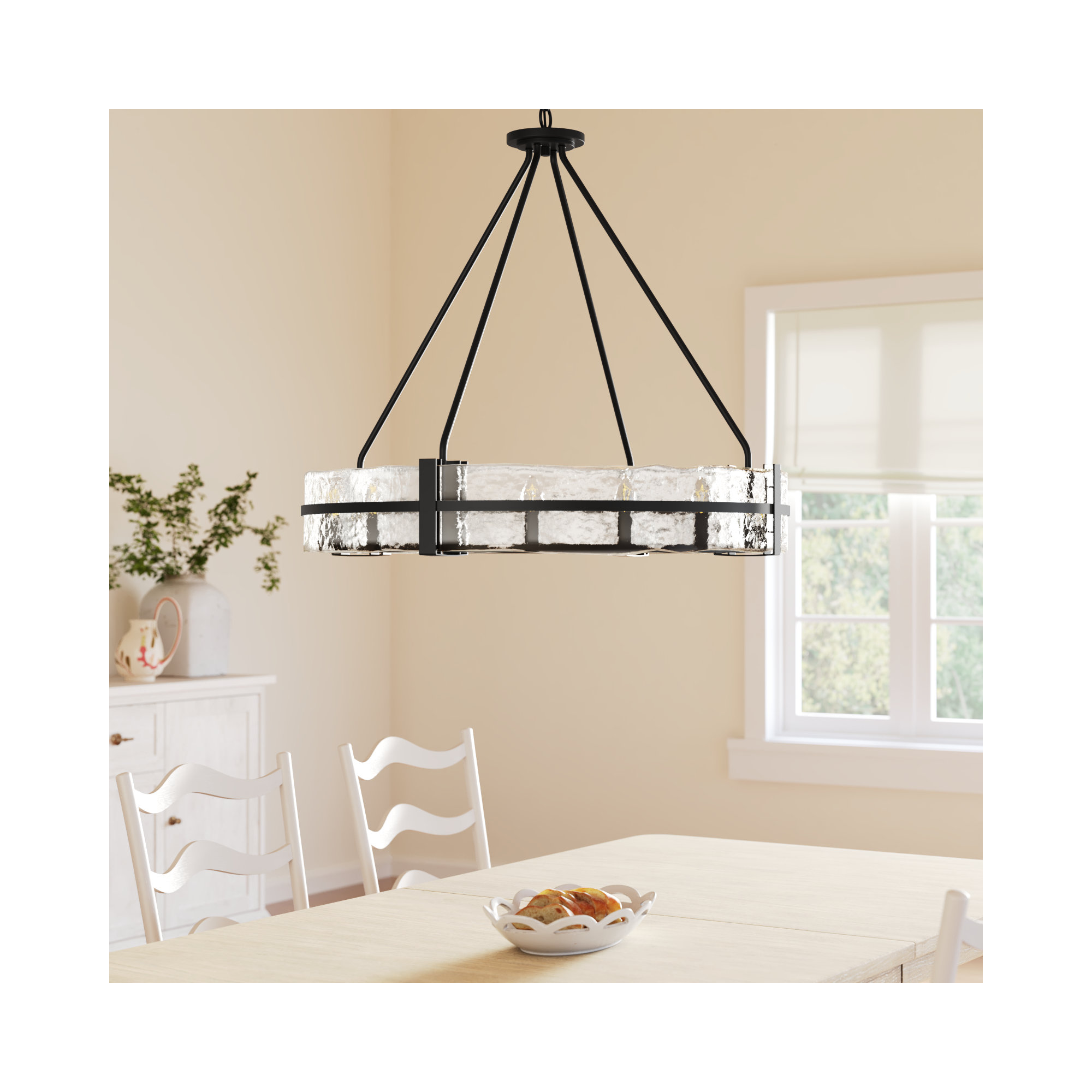 Brisa Dimmable Drum Chandelier, 12 Light Pendant