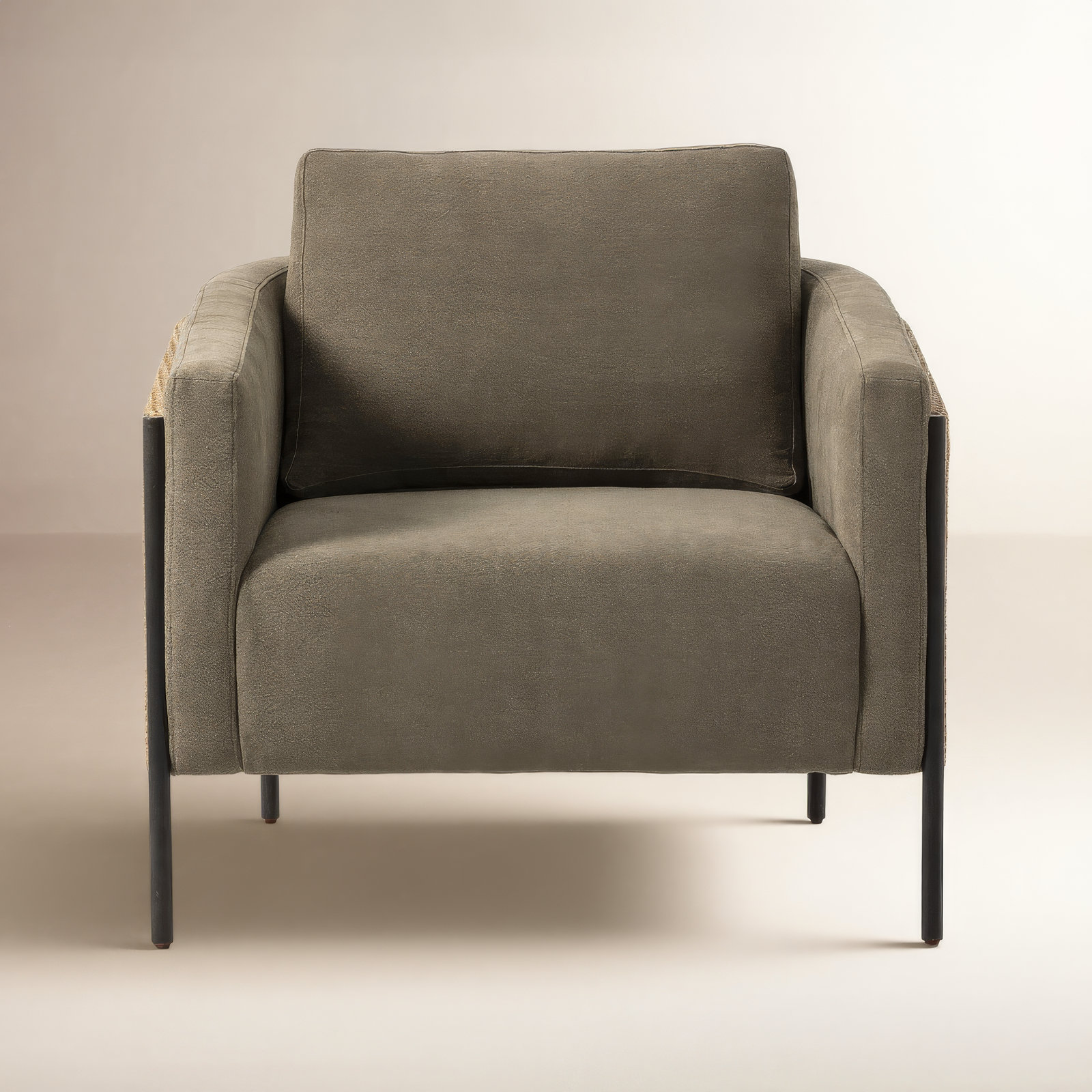 Aurelina Upholstered Armchair, Broadway Olive Linen, Brown