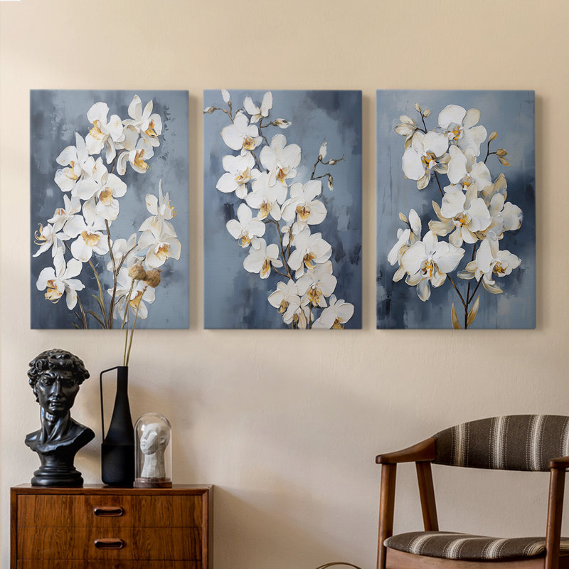 Floral Study Series LXII - Ensemble de toiles tendues avec châssis Premium - Prêt à être accroché