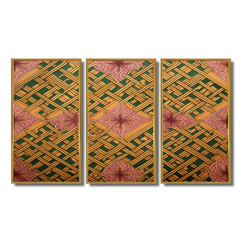 Motif celtique - ensemble d'art mural géométrique, Cadre flottant doré, H 28 po x l 36 po x P 1 po