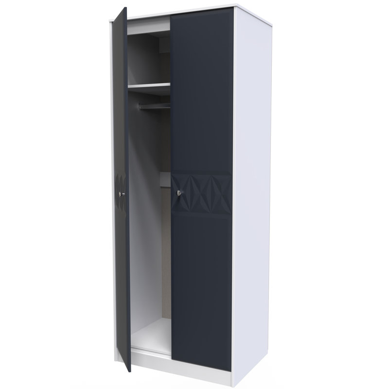 Carnlea Manufactured Wood Wardrobe, Indigo Matt/White