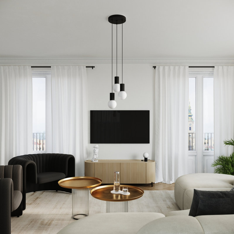 Bernis 3 - Light Brushed Nickel Pendant, Black