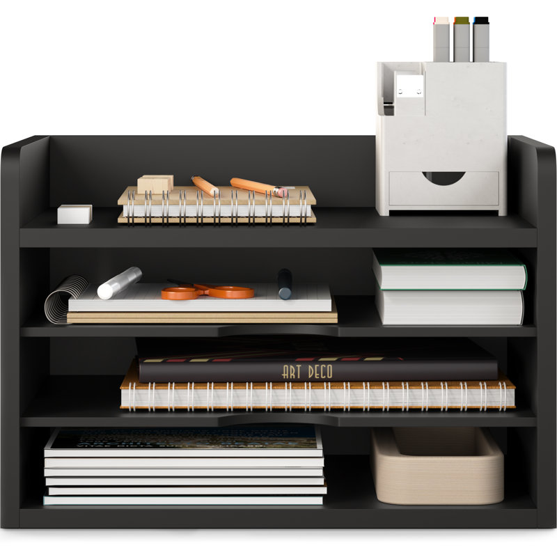 Logan 4-Tier Open-Top Paper, Mail And File Organizer, Black