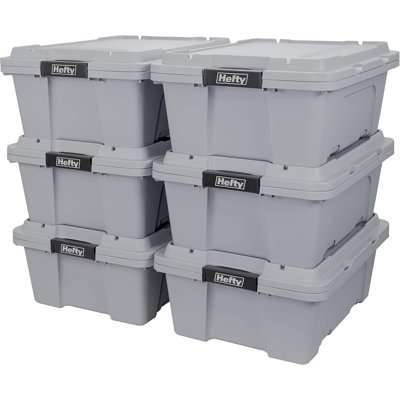 Hefty Max Pro 12-Gal, 6-Pack Heavy Duty Plastic Storage Bins with Lids