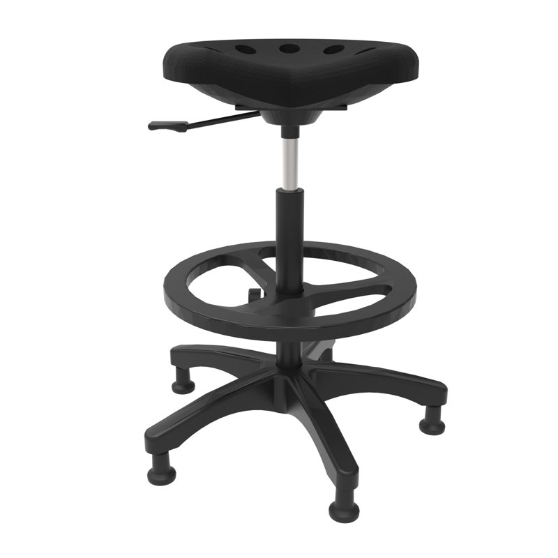 Tabouret de laboratoire à hauteur ajustable, Noir, noir, noir, noir, H 25 po x l 25 po x P 25 po