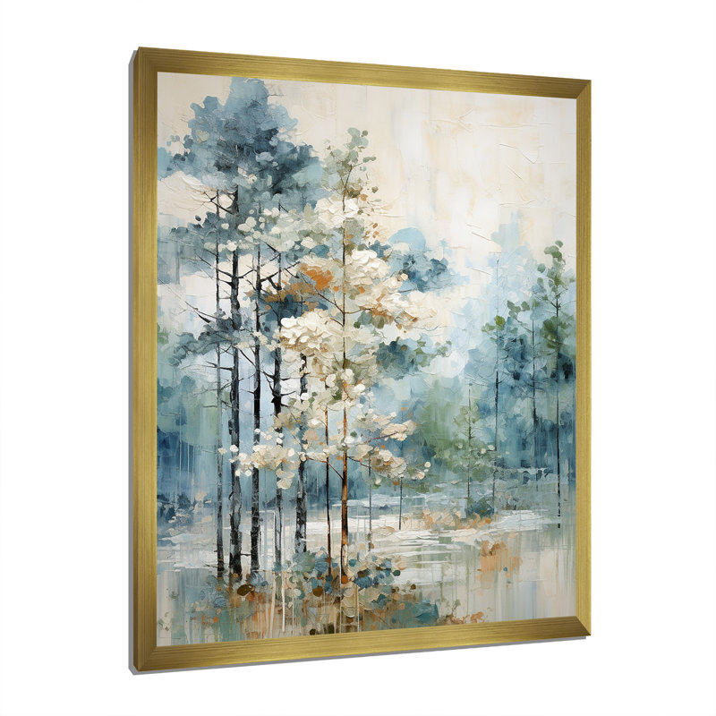 Pin, forêt enchantée II - Pin, art mural, Cadre photo unique, H 40 po x l 30 po, Doré