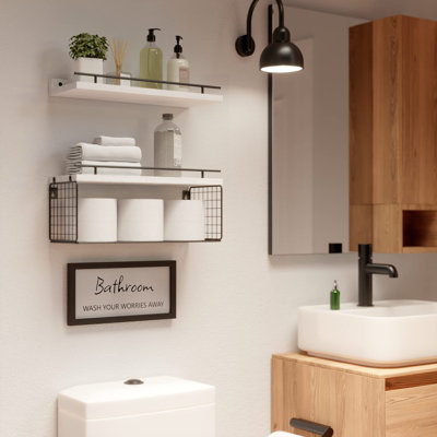 Wall Mounted Floating Shelves with Wall Décor Sign