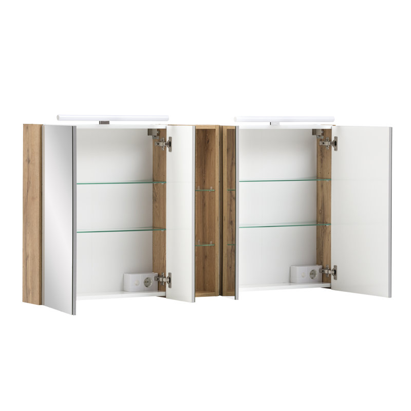 Duo 141.6mm W 75mm H Surface Frameless Medicine Cabinet Mirror 6 Adjustable