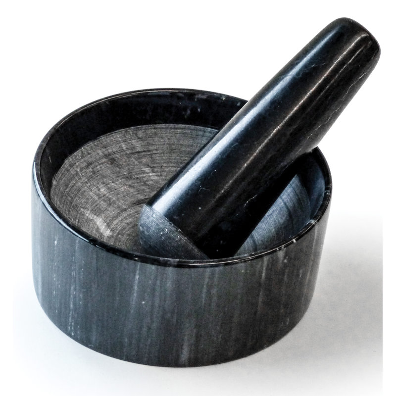 Black Marble Mortar and Pestle Set for Kitchen Herbs and Spices