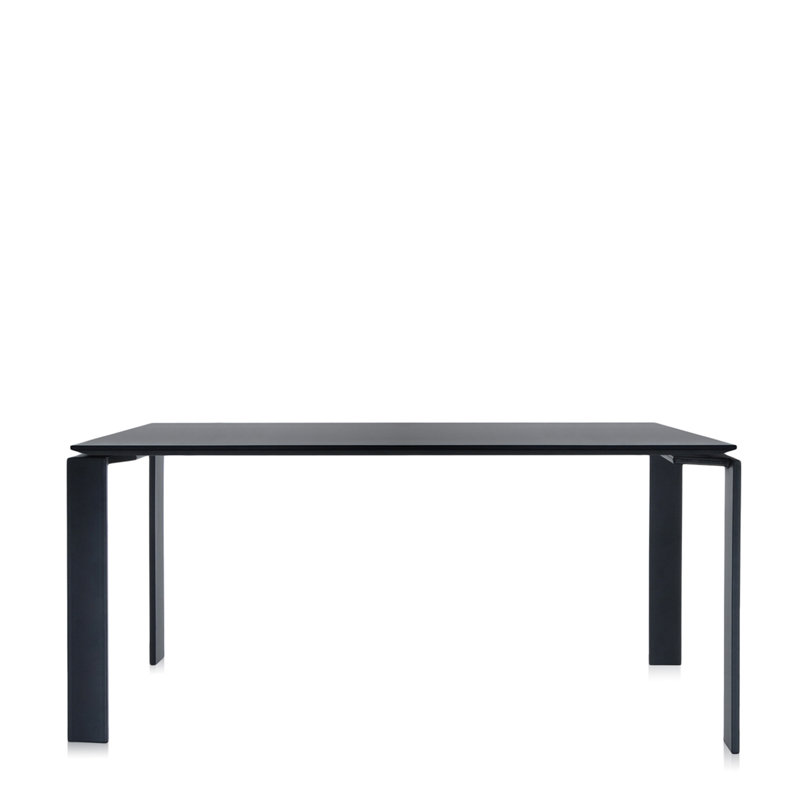 Four Metal Base Dining Table, 28" H x 62" W x 31" D, Black