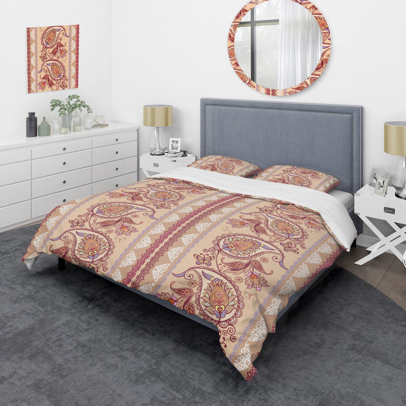 Ensemble de housse de couette en microfibre brun / crème 3 pièces