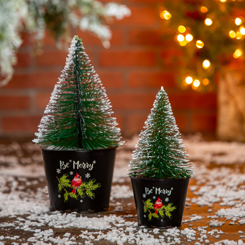 Jardinière noire galvanisée, ensemble de 2 emboîtables "Be Merry"