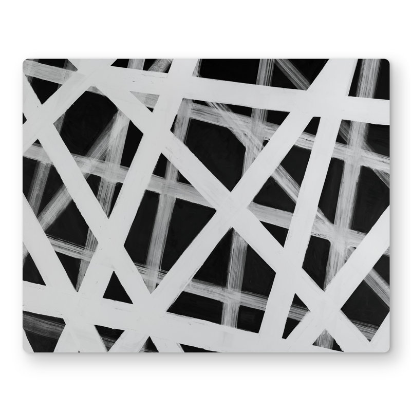 Geometric Stripes - Black Metal Print for Office Decor