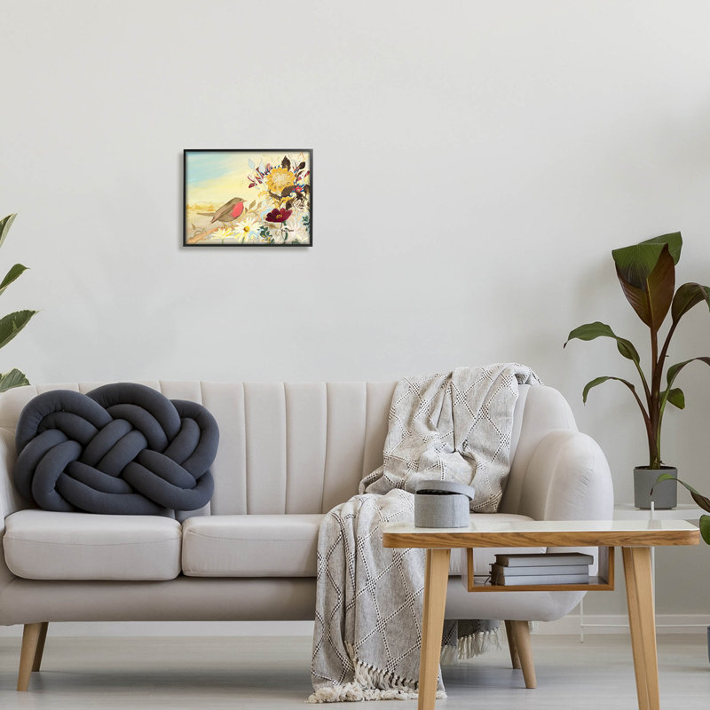 Arrangement giclée d'oiseaux par Robin Maria, H 11 po x l 14 po x P 1,5 po, Giclée encadrée noir minuit