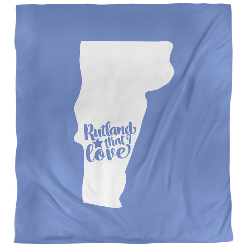 Housse de couette réversible simple rutland vermont love, Polyester brossé, Housse de couette simple TG, Bleu