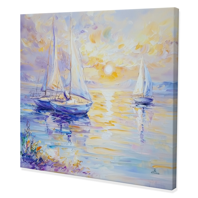 Ancre et voiliers - Impression sur toile, H 16 po x l 16 po, Toile tendue, Ne s’applique pas