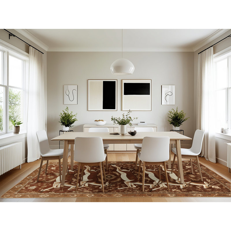 Machine Washable Persian Brown Area Rug, Rectangle 7' x 10'