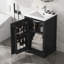 Meuble-lavabo de 20 po avec lavabo, armoire de salle de bain avec porte à fermeture douce, support de rangement et tablette réglable, noir