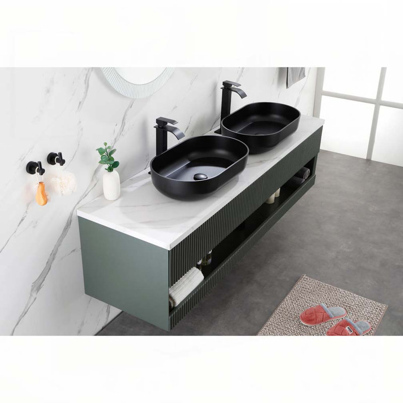 Oval 24"x14" Above Bathroom Vessel Sink, Matte Black