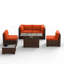 Ensemble de conversation modulaire en rotin pour 4 personnes avec coussins-570393812-562157633