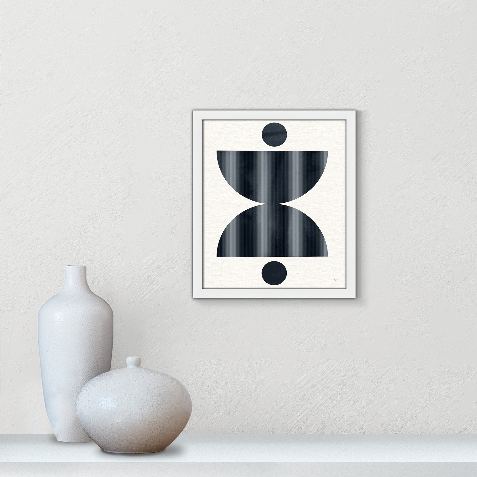Eclipse II by Susan Jill, Satin White Framed, 15" H x 13" W x 0.75" D