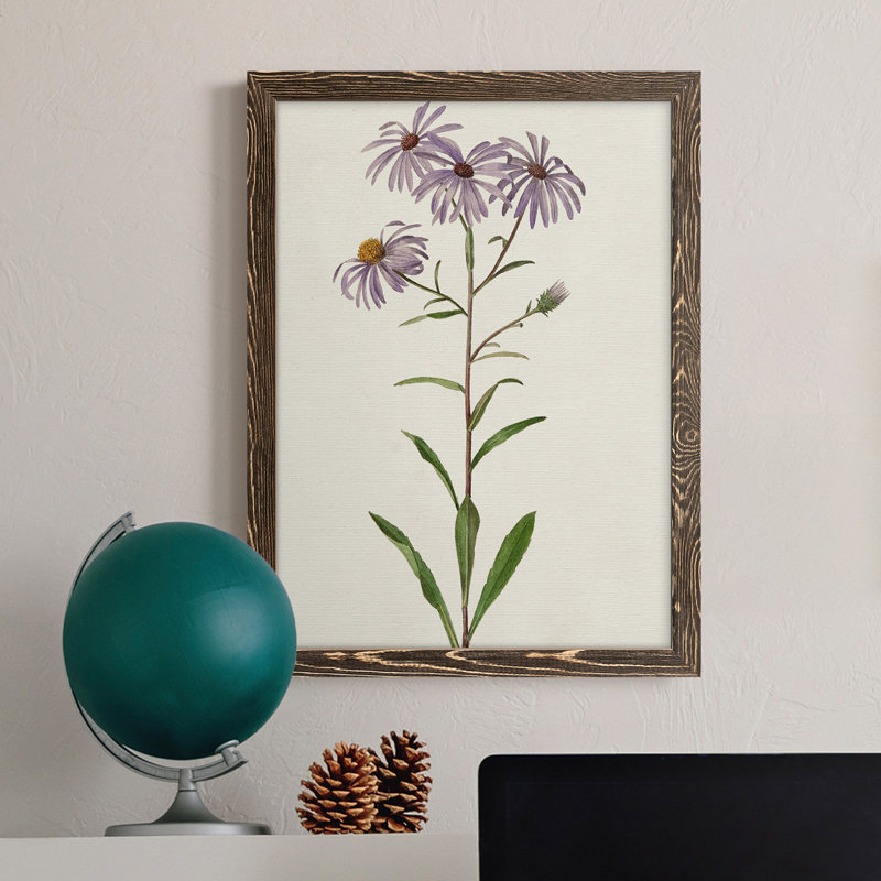 Mauve Garden Flowers III, toile encadrée de qualité supérieure - prête à être accrochée, H 32 po x l 23 po x P 1 po, Noyer